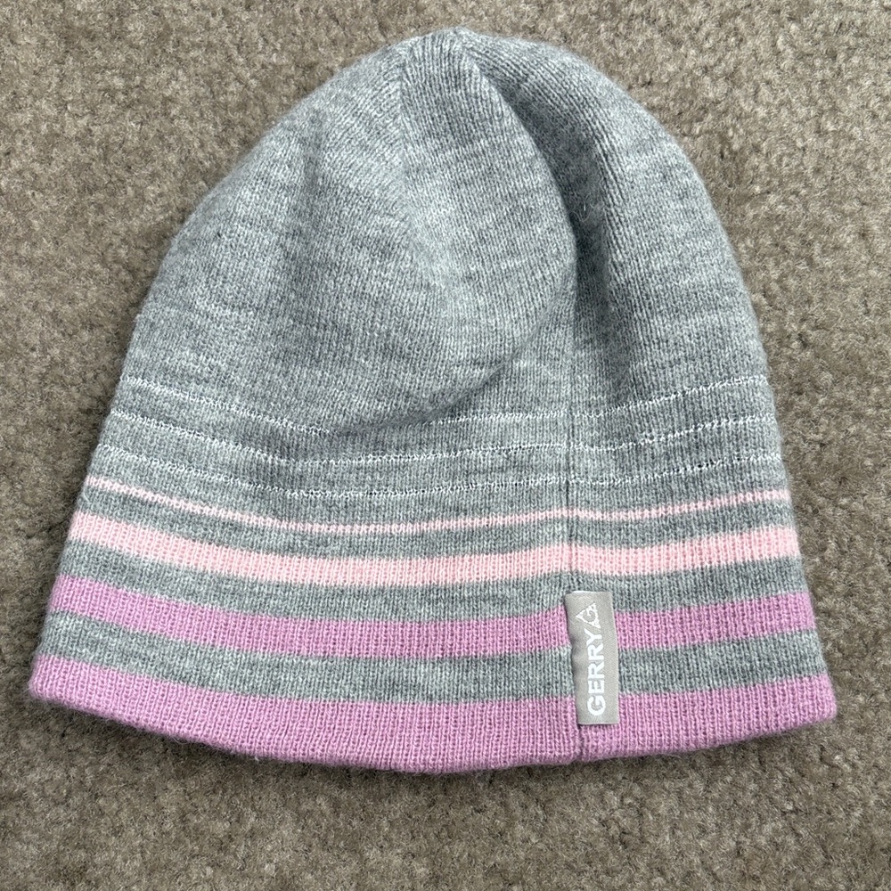 Gerry Weber Kids Pink and Gray Striped Hat